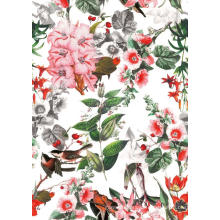 Lebende Blume / Vogel gesponnenes gedrucktes Polyester-Kleidergewebe